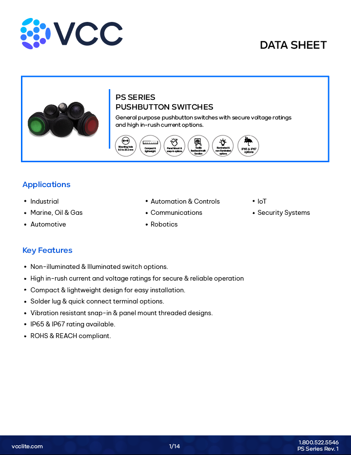 Pushbutton Switches datasheet